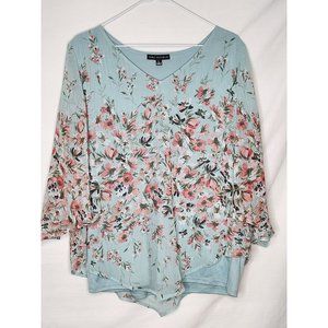Sara Michele Sheer Floral Smock‎ top Blouse Size Large